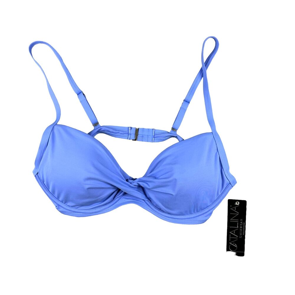 CATALINA Bikini Top Women's Extra Large Blue Swimwear Iris Padded Nylon Cute NWT